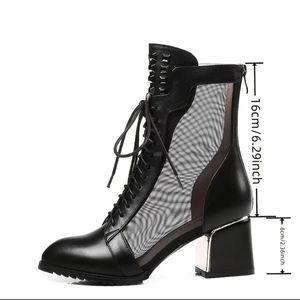 Spiked Decor Contrast Mesh Combat Boots